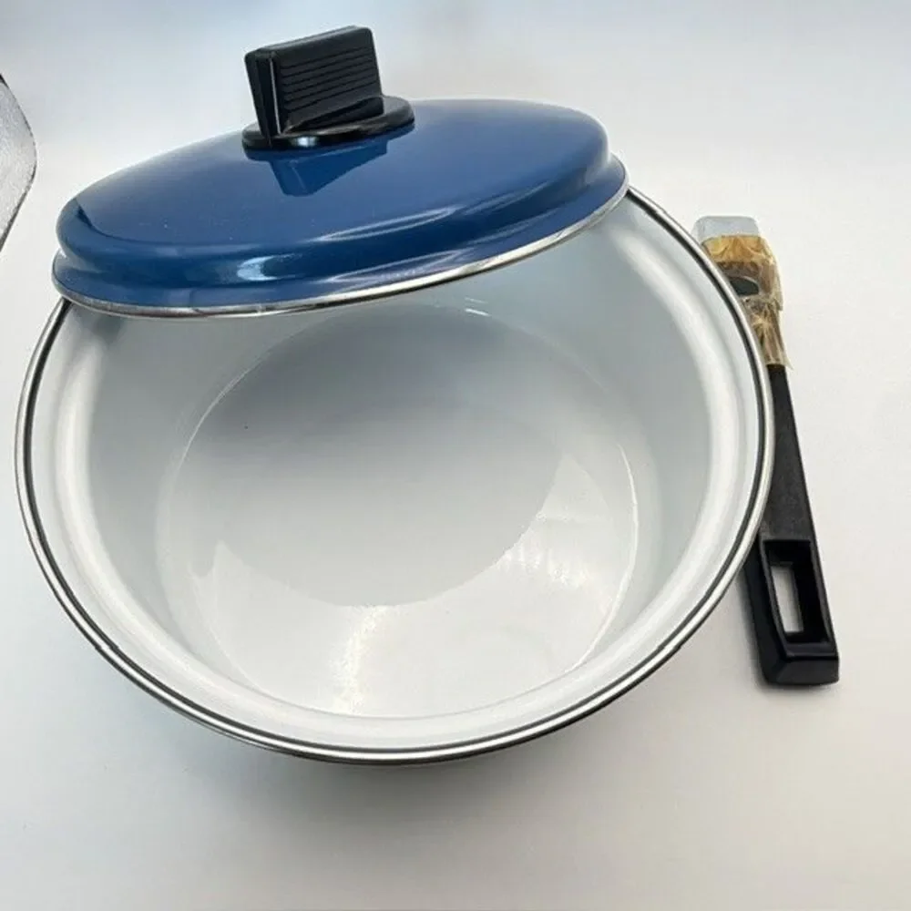 Austria Email Universal 7” Saucepan Enamel Peacock Blue Green ST-16 Vintage NEW